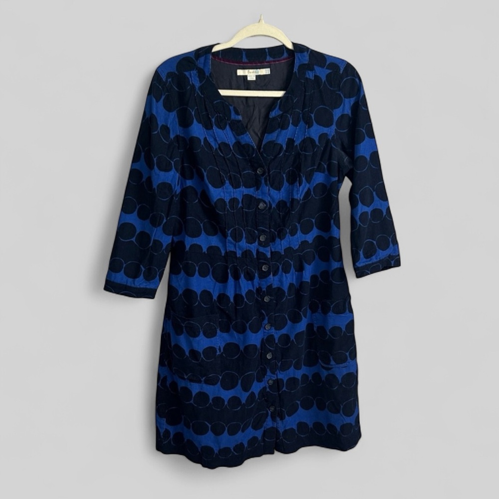 Boden blue black corduroy textured midi dress size US 10 R dark romance emo chic